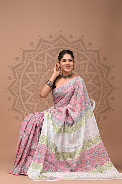 Cotton Mul Handblock Printed Sarees Wholesale – Soft Malmal Sarees for Boutiques