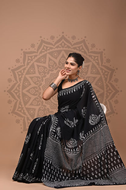 Cotton Mul Handblock Printed Sarees Wholesale – Soft Malmal Sarees for Boutiques