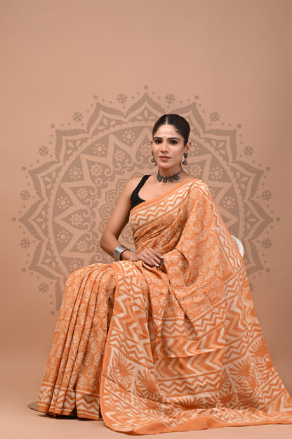 Cotton Mul Handblock Printed Sarees Wholesale – Soft Malmal Sarees for Boutiques