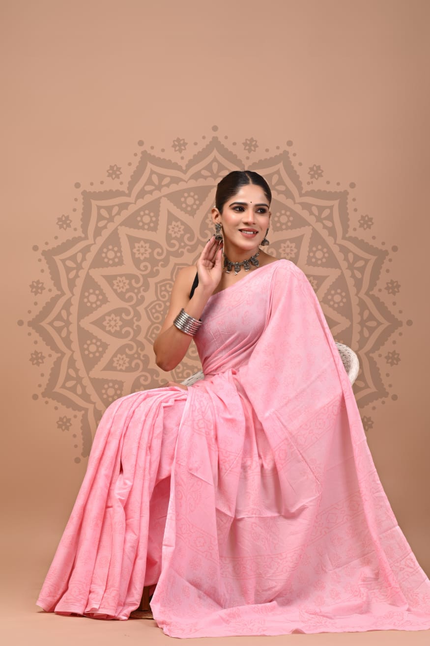 Cotton Mul Handblock Printed Sarees Wholesale – Soft Malmal Sarees for Boutiques