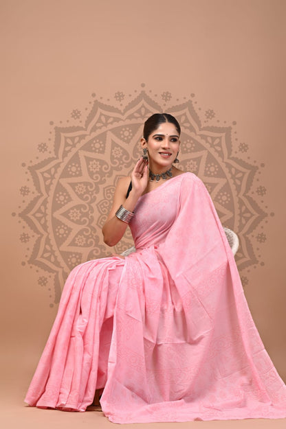 Cotton Mul Handblock Printed Sarees Wholesale – Soft Malmal Sarees for Boutiques