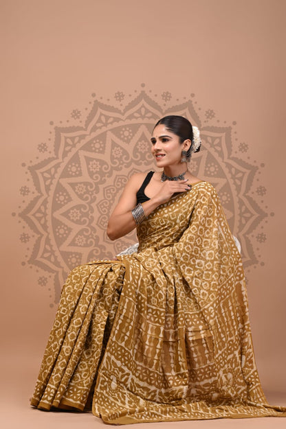 Cotton Malmal Handblock Printed Sarees Wholesale – Lightweight Cotton MUL Sarees