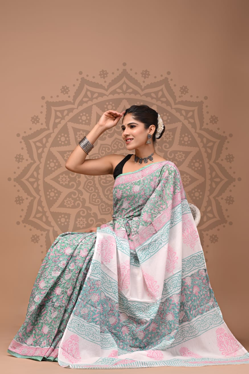 Cotton Mul Handblock Printed Sarees Wholesale – Soft Malmal Sarees for Boutiques