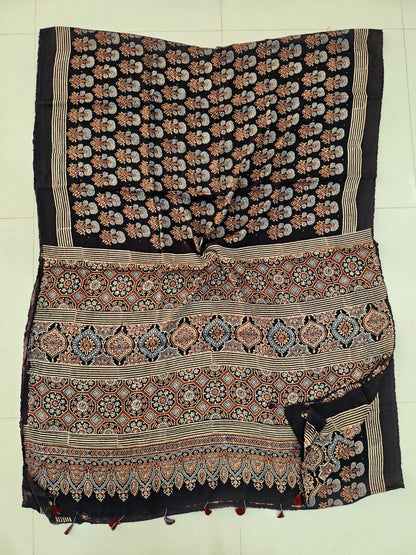 Ajrakh Sarees Wholesale – Modal Silk Handblock Printed Saree