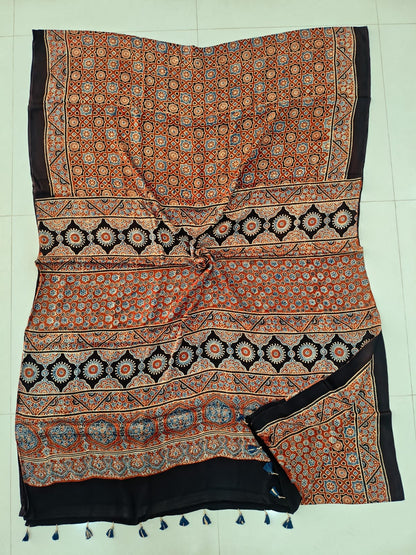 Ajrakh Sarees Wholesale – Modal Silk Handblock Printed Saree