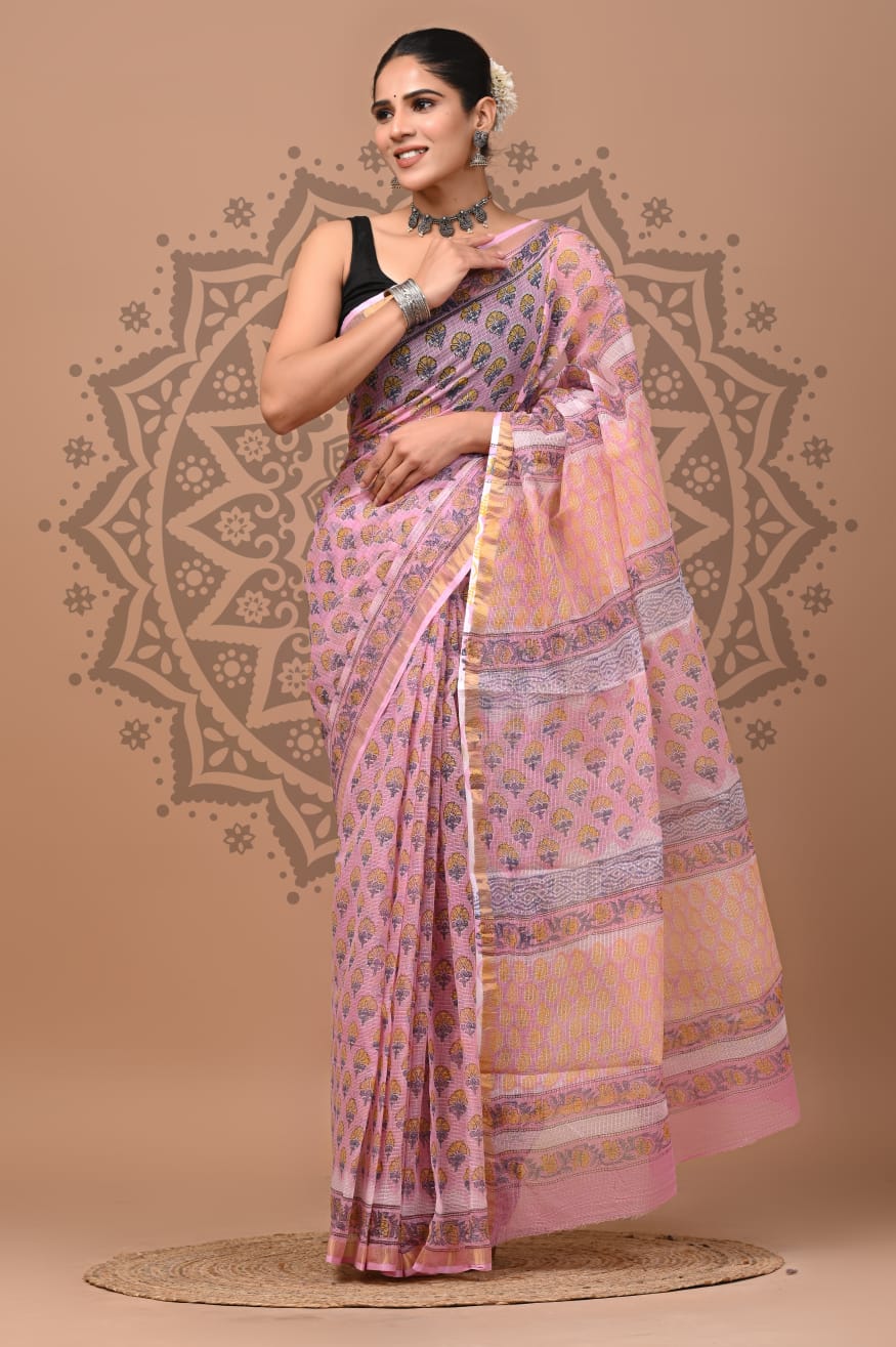 Handblock Printed Kota Doria Sarees Wholesale – Lightweight Kota Cotton Sarees