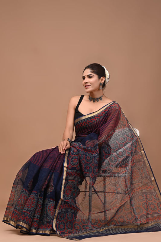 Kota Doria Cotton Handblock Printed Sarees Wholesale – Lightweight Kota Sarees