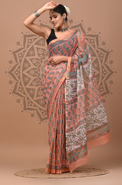 Kota Doria Cotton Sarees Wholesale – Handblock Printed Lightweight Kota Sarees