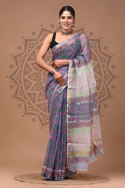 Kota Doria Cotton Handblock Printed Sarees Wholesale – Lightweight Kota Sarees