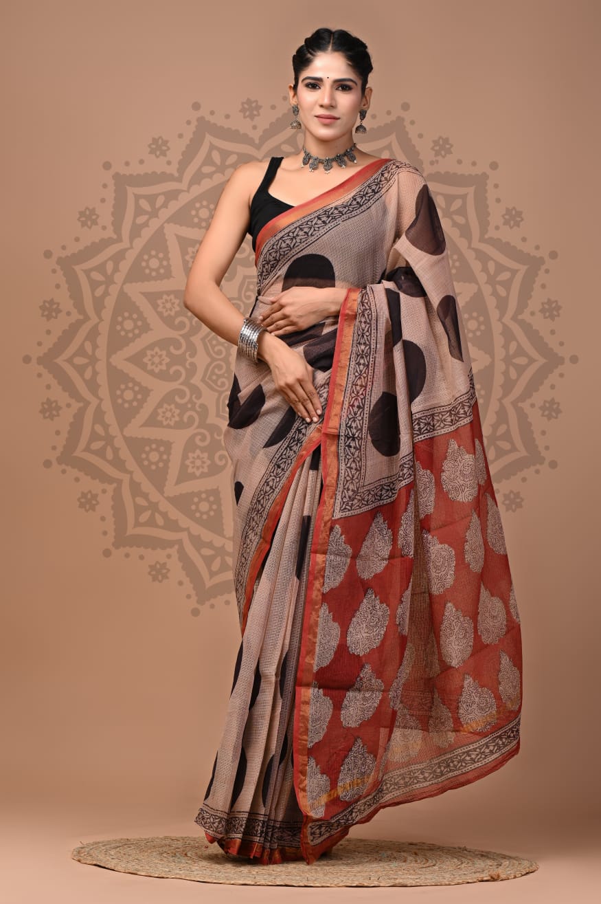 Kota Doria Cotton Sarees Wholesale – Handblock Printed Lightweight Kota Sarees