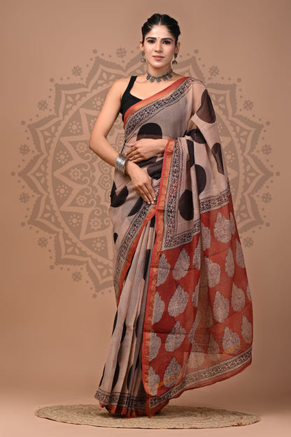Kota Doria Cotton Sarees Wholesale – Handblock Printed Lightweight Kota Sarees