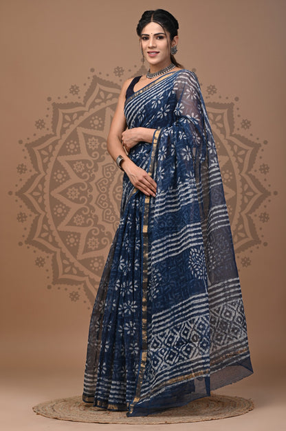 Kota Doria Cotton Sarees Wholesale – Handblock Printed Lightweight Kota Sarees