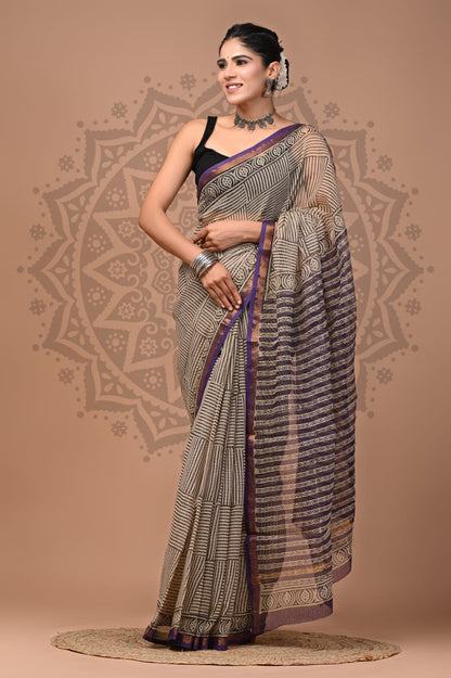 Hand Block Printed Kota Doria Sarees Wholesale – Bagru, Dabu & Ajrakh Prints
