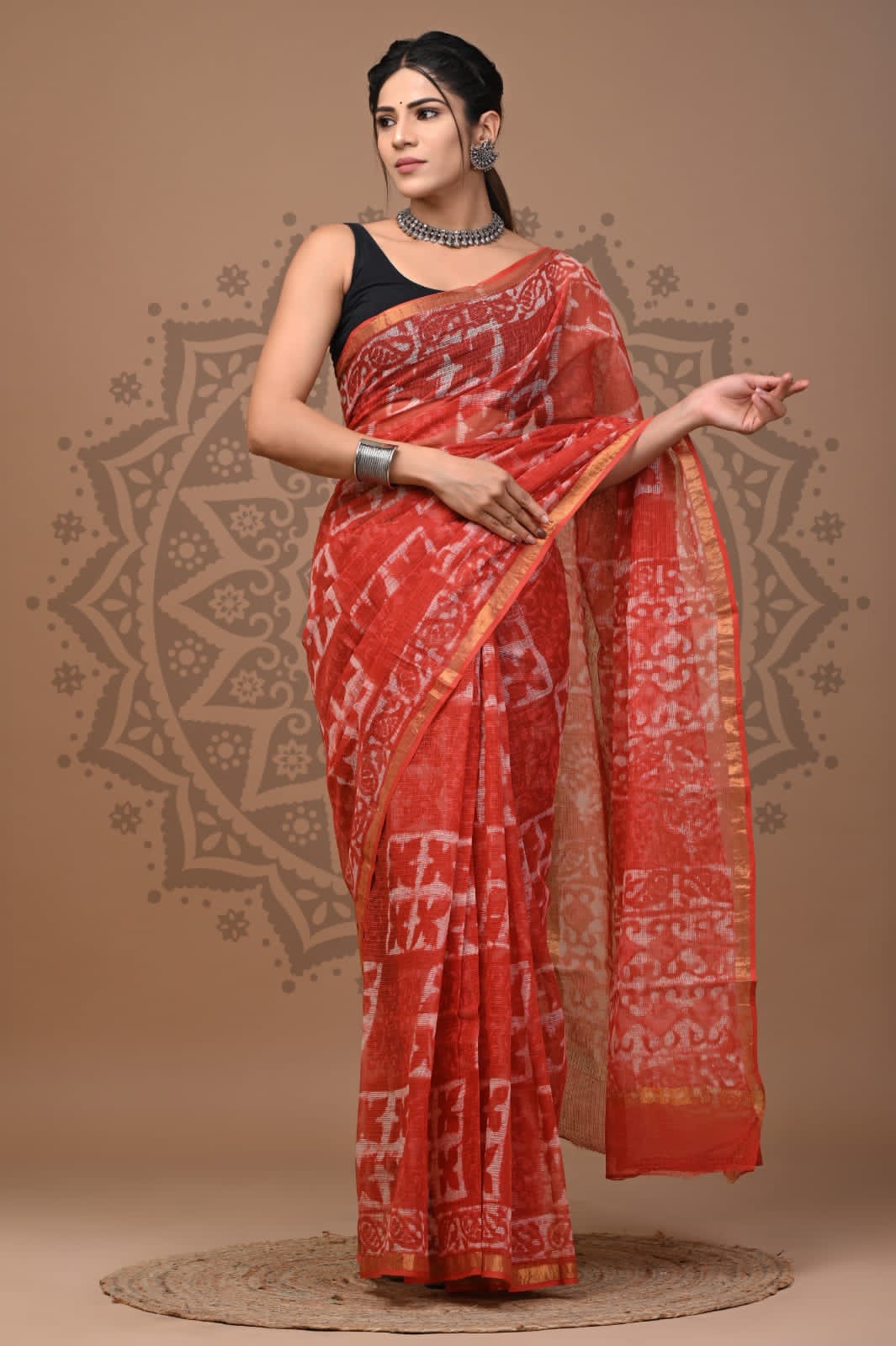 Hand Block Printed Kota Doria Sarees Wholesale – Bagru, Dabu & Ajrakh Prints