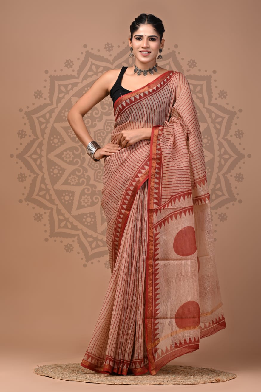 Kota Doria Handblock Printed Sarees Wholesale – Lightweight Kota Cotton Sarees