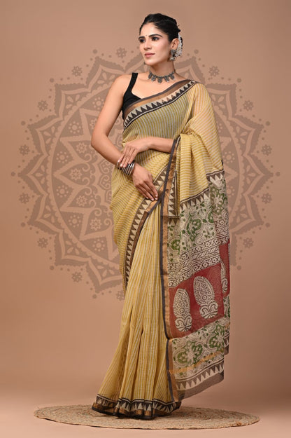 Kota Doria Handblock Printed Sarees Wholesale – Lightweight Kota Cotton Sarees