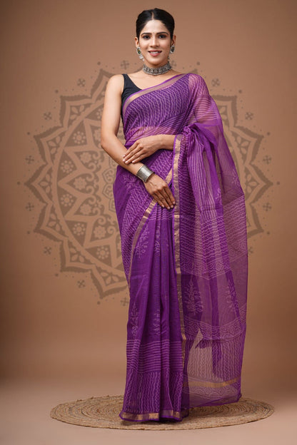 Kota Doria Handblock Printed Sarees Wholesale – Lightweight Kota Cotton Sarees