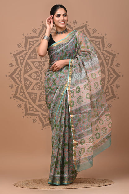 Kota Doria Handblock Printed Sarees Wholesale – Lightweight Kota Cotton Sarees
