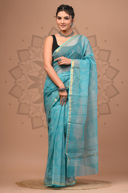 Kota Doria Cotton Handblock Printed Sarees Wholesale – Lightweight Kota Sarees