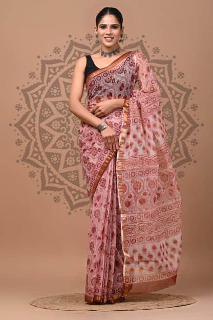 Kota Doria Cotton Handblock Printed Sarees Wholesale – Lightweight Kota Sarees