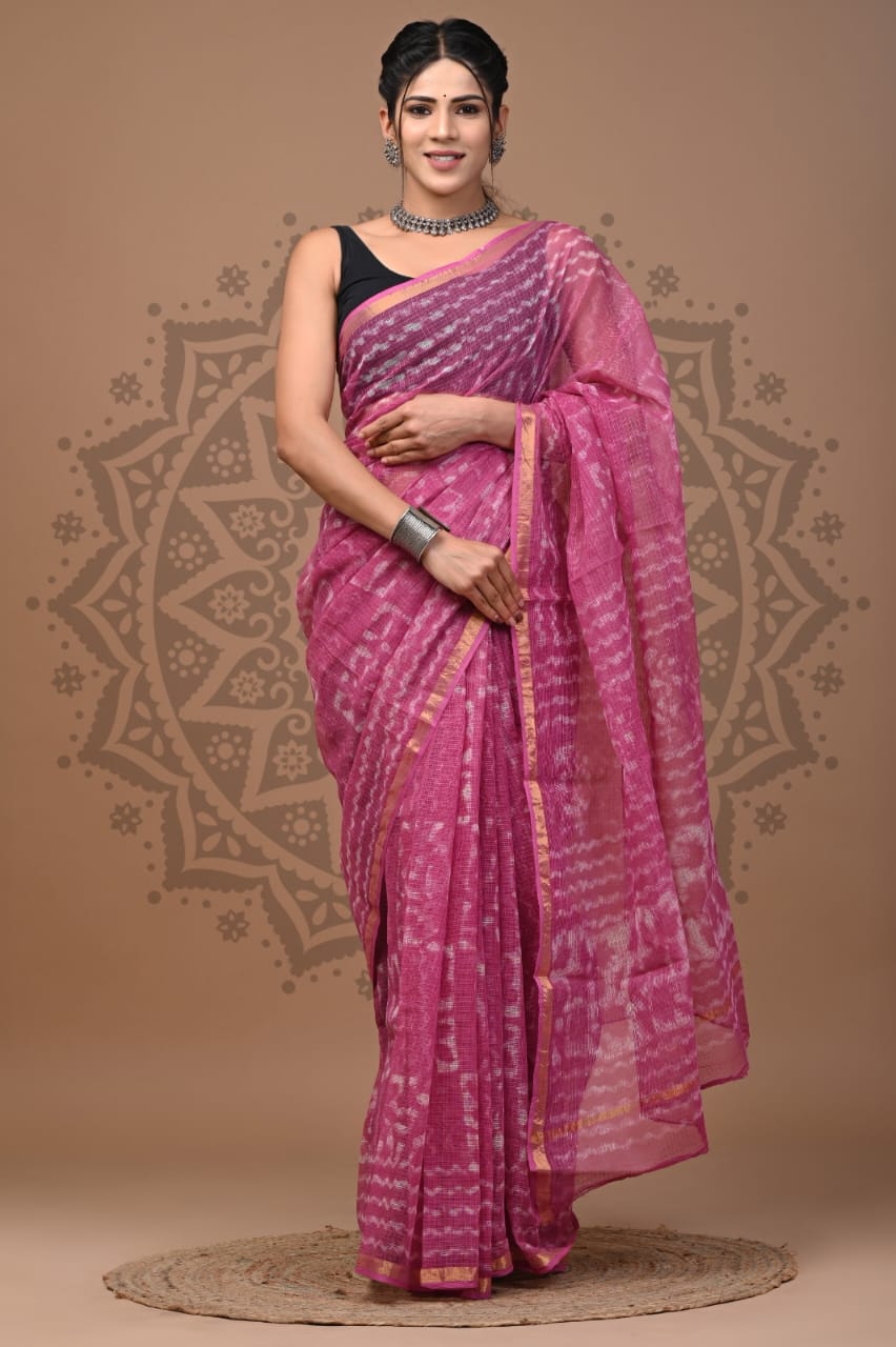 Kota Doria Cotton Handblock Printed Sarees Wholesale – Lightweight Kota Sarees