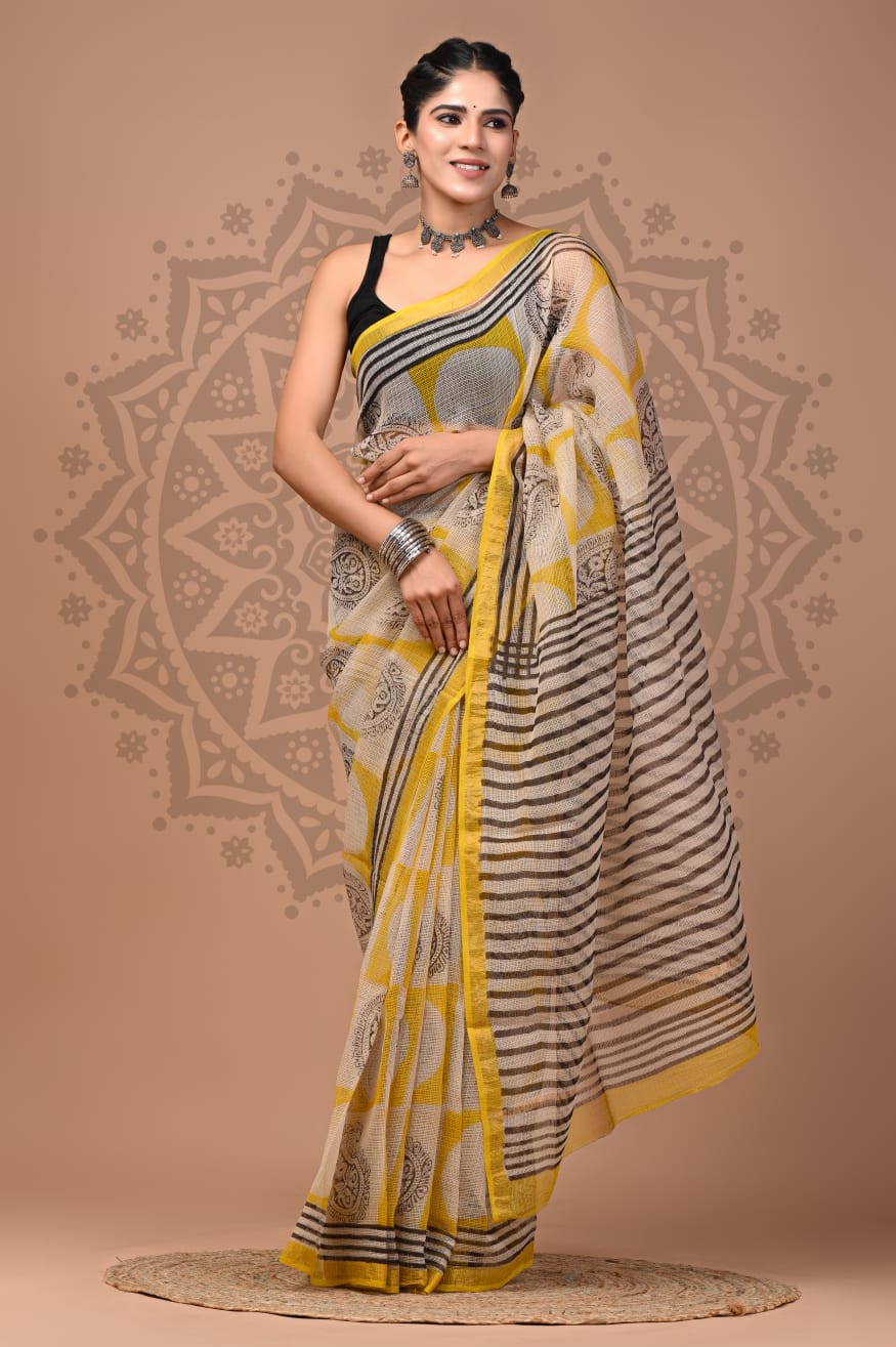 Handblock Printed Kota Doria Sarees Wholesale – Lightweight Kota Cotton Sarees