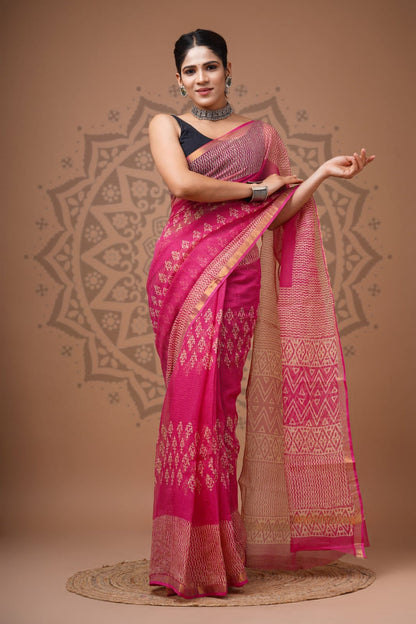 Handblock Printed Kota Doria Sarees Wholesale – Lightweight Kota Cotton Sarees
