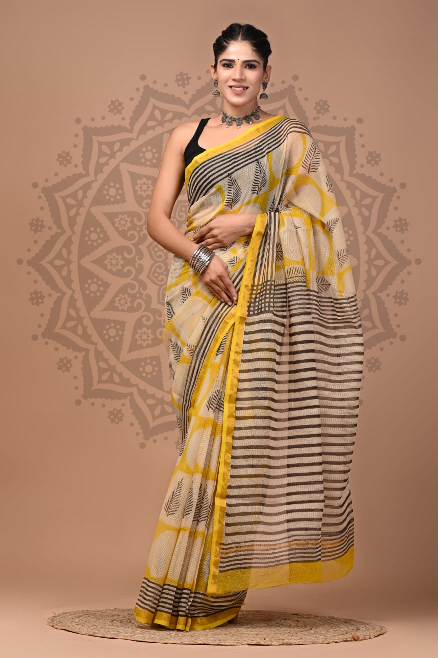 Kota Doria Cotton Handblock Printed Sarees Wholesale – Lightweight Kota Sarees