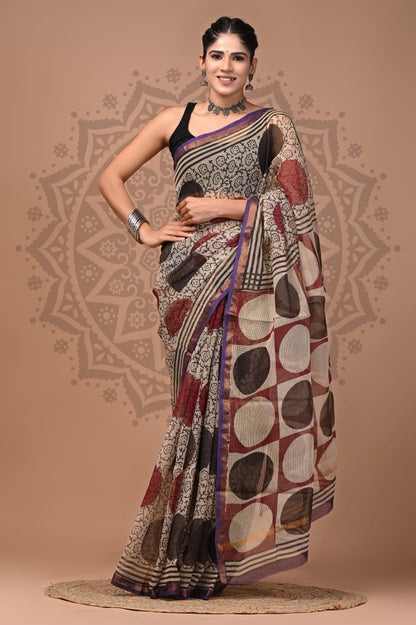 Handblock Printed Kota Doria Sarees Wholesale – Lightweight Kota Cotton Sarees