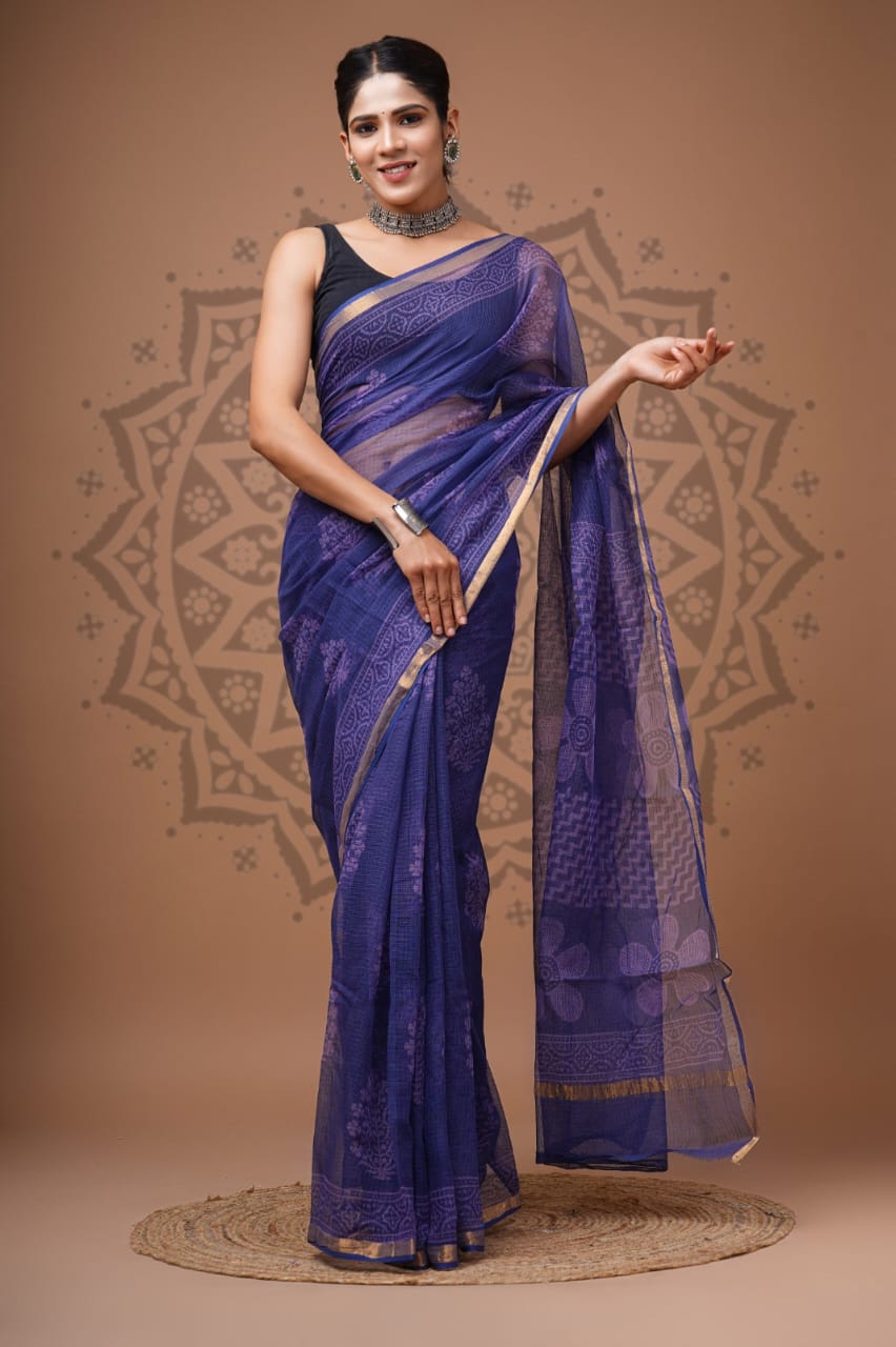 Handblock Printed Kota Doria Sarees Wholesale – Lightweight Kota Cotton Sarees