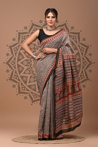 Hand Block Printed Chanderi Silk Sarees Wholesale – Natural Dyed with Blouse