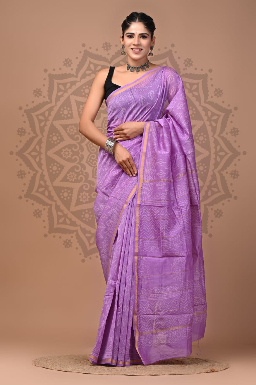 Wholesale Chanderi Silk Sarees – Traditional Hand Block Printed with Blouse