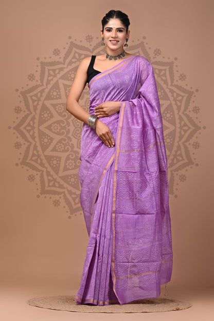 Wholesale Chanderi Silk Sarees – Traditional Hand Block Printed with Blouse