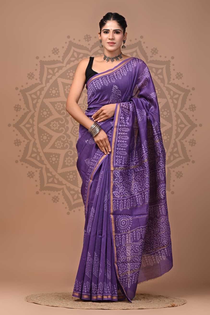 Wholesale Chanderi Silk Sarees – Traditional Hand Block Printed with Blouse