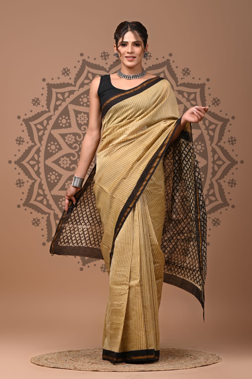 Wholesale Chanderi Silk Sarees – Traditional Hand Block Printed with Blouse