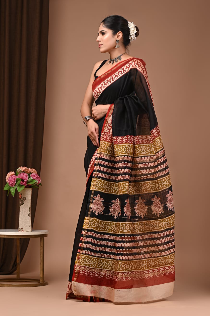 Wholesale Chanderi Silk Sarees – Traditional Hand Block Printed with Blouse