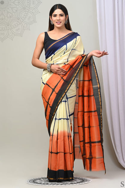 Natural Dyed Chanderi Silk Sarees Wholesale – Hand Block Printed with Blouse