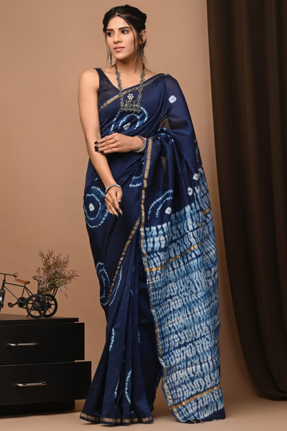 Natural Dyed Chanderi Silk Sarees Wholesale – Hand Block Printed with Blouse
