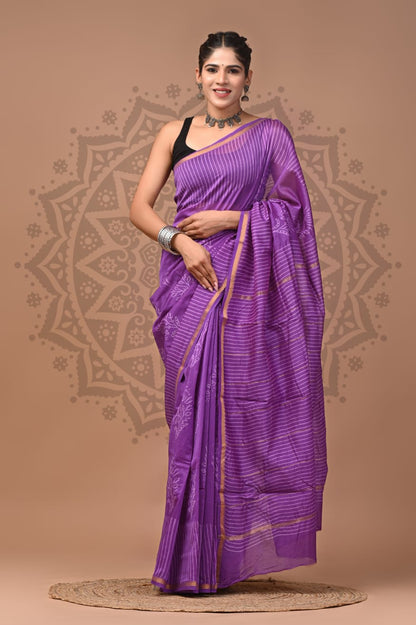 Premium Chanderi Silk Sarees Wholesale – Traditional Hand Block Printed with Blouse