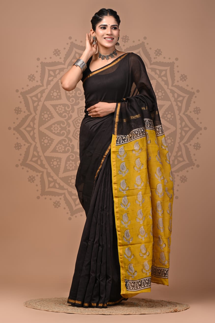 Premium Chanderi Silk Sarees Wholesale – Traditional Hand Block Printed with Blouse