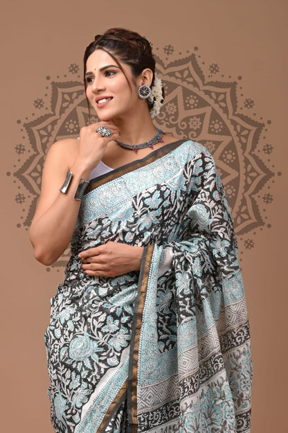 Premium Chanderi Silk Sarees Wholesale – Traditional Hand Block Printed with Blouse