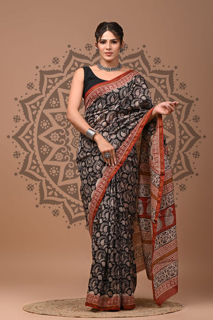Traditional Chanderi Silk Sarees Wholesale – Hand Block Printed with Blouse