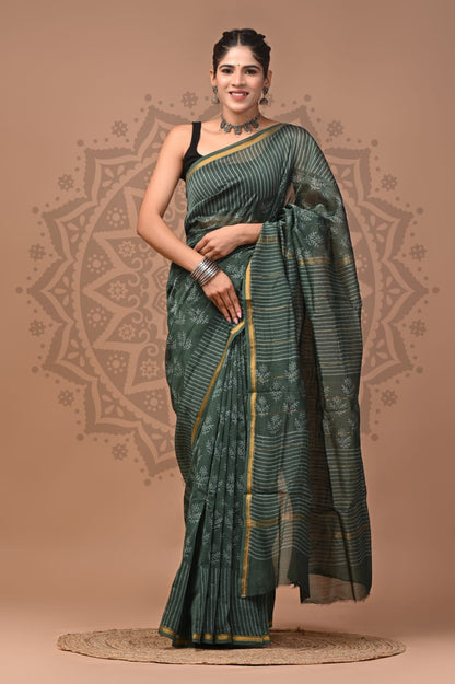 Traditional Chanderi Silk Sarees Wholesale – Hand Block Printed with Blouse