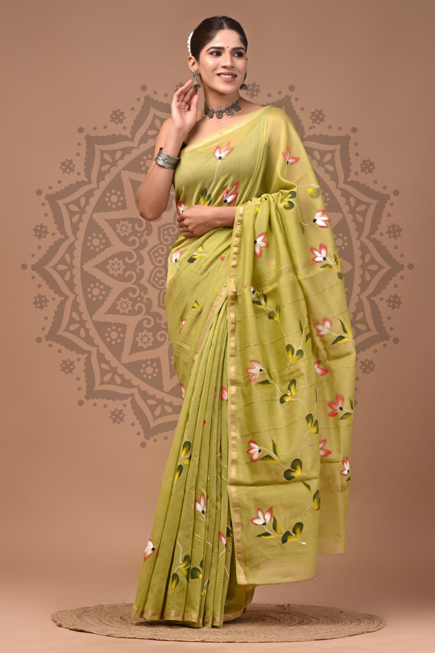 Traditional Chanderi Silk Sarees Wholesale – Hand Block Printed with Blouse