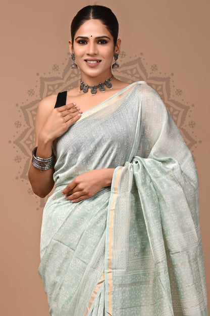 Traditional Chanderi Silk Sarees Wholesale – Hand Block Printed with Blouse