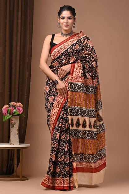 Traditional Chanderi Silk Sarees Wholesale – Hand Block Printed with Blouse