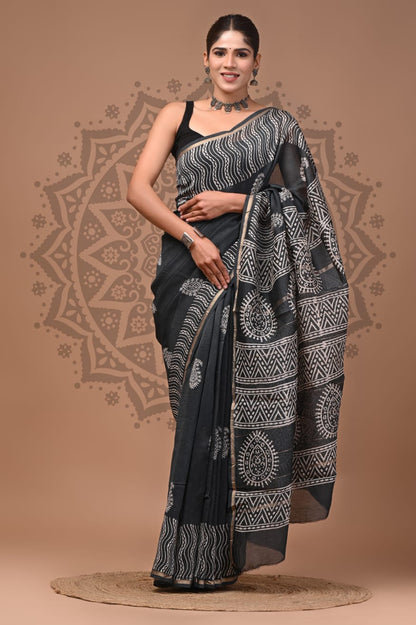 Traditional Chanderi Silk Sarees Wholesale – Hand Block Printed with Blouse