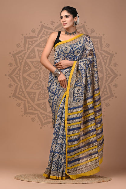 Premium Chanderi Silk Sarees Wholesale – Traditional Hand Block Printed with Blouse