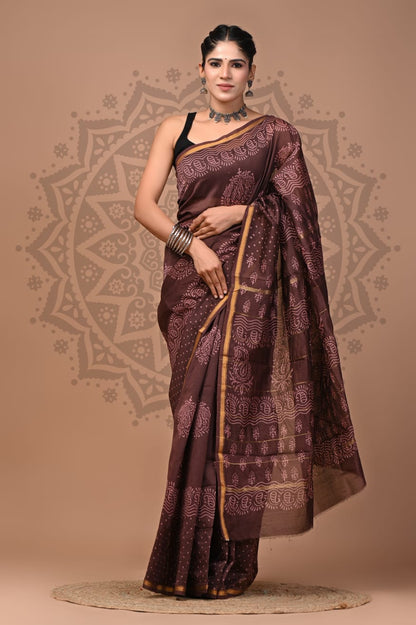 Premium Chanderi Silk Sarees Wholesale – Traditional Hand Block Printed with Blouse