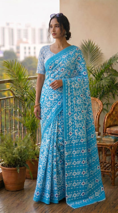 Breathable Cotton Mulmul Sarees Wholesale – Pure Mulmul Sarees with Running Blouse